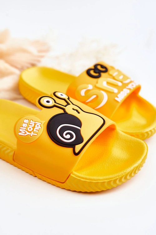 Lekkie Dziecięce Klapki Żółte Snail