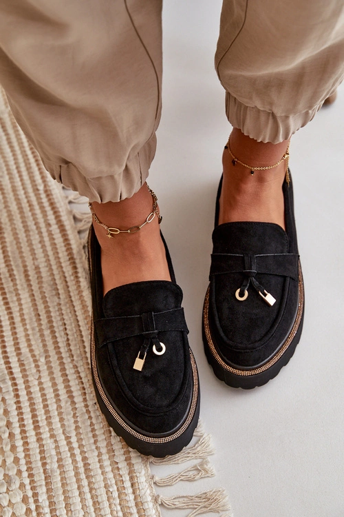 Damskie Mokasyny Eko Zamszowe Ze Zdobieniem Czarne Verindalle