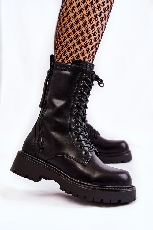 Skórzane Botki Glany Big Star KK274494 Czarne