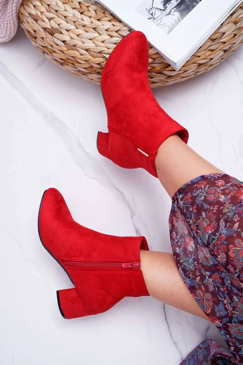 Damskie Botki Ocieplane Czerwone Fiorelli