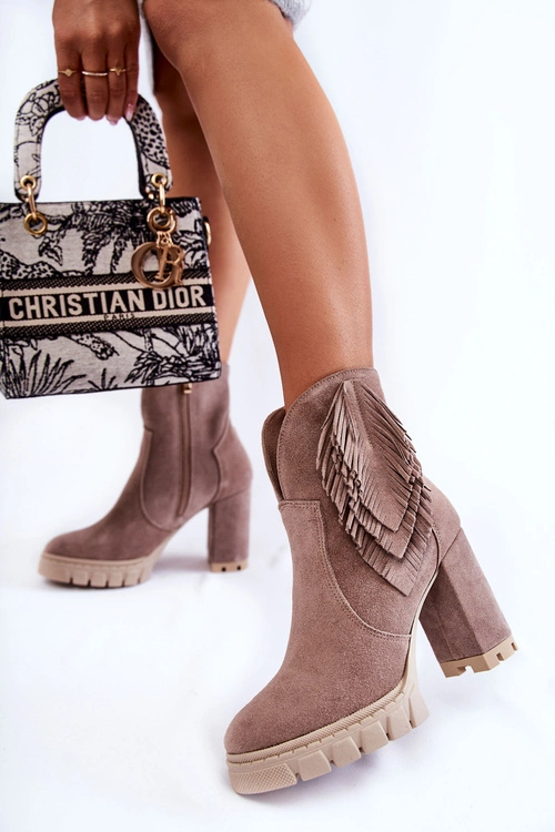 Zamszowe Botki Na Platformie Lewski Shoes 3251 Cappucino