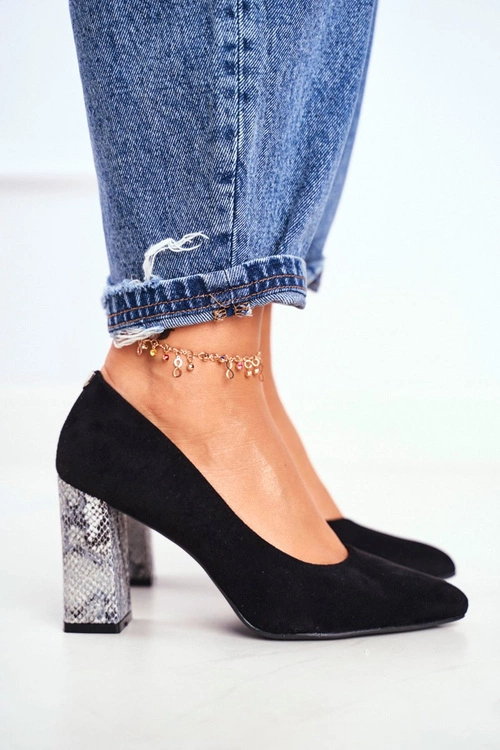 Czółenka Damskie Na Słupku Sergio Leone Czarne PB216