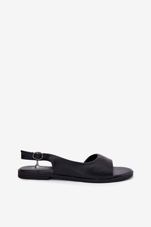 Sandały Damskie Na Płaskim Obcasie Czarne Weanise