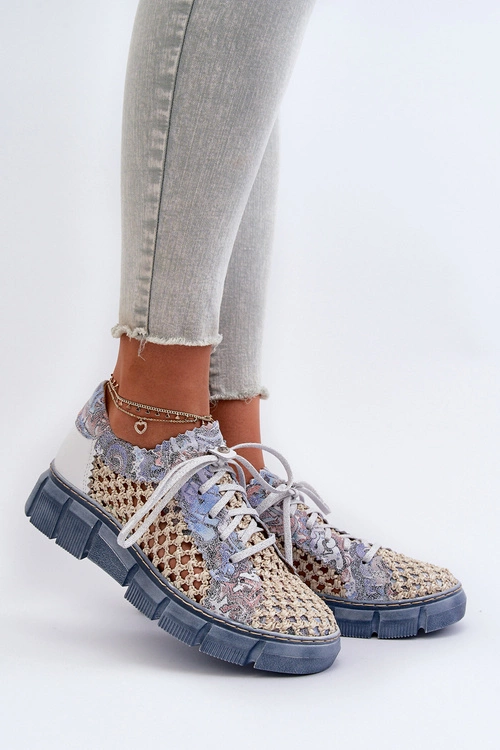 Damskie Skórzane Półbuty Maciejka 05850-06 Niebieskie