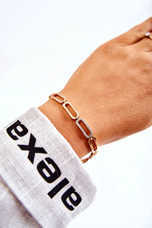 Damska Elegancka Bransoletka Z Cyrkoniami Złota