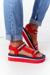 Piankowe Sandały Na Platformie Big Star HH274A102 Czerwone