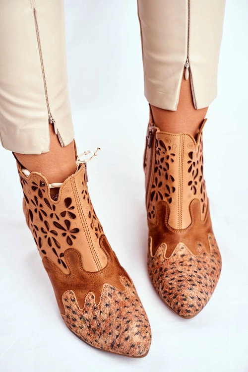 Botki Damskie Na Słupku Maciejka Wiosenne Rude 04369-29