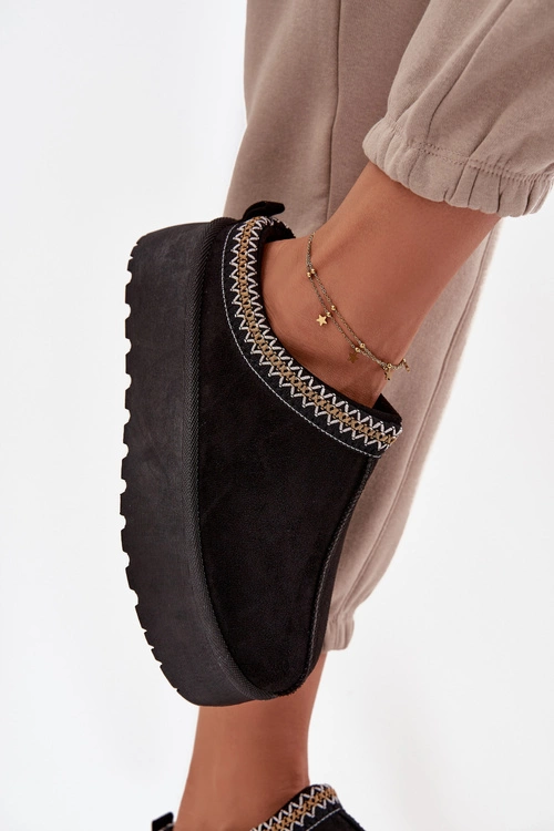 Śniegowce Damskie Z Ozdobnym Haftem Czarne Jenira