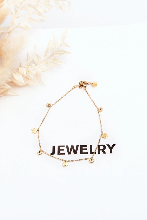 Bransoletka Na Nogę Z Koniczynkami Złota