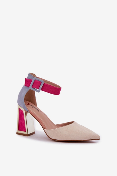 Sandały Na Słupku Ze Szpiczastymi Noskami Jasnobeżowe Gekkaria