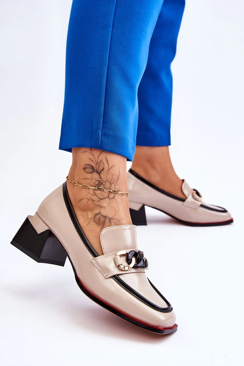 Wygodne Czółenka Na Niskim Obcasie Beżowe Valenti