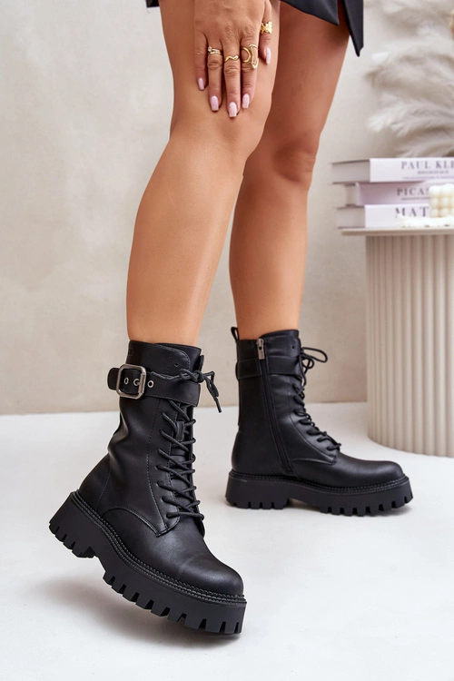 Ocieplane Botki Workery Z Klamrą Big Star OO274137 Czarne