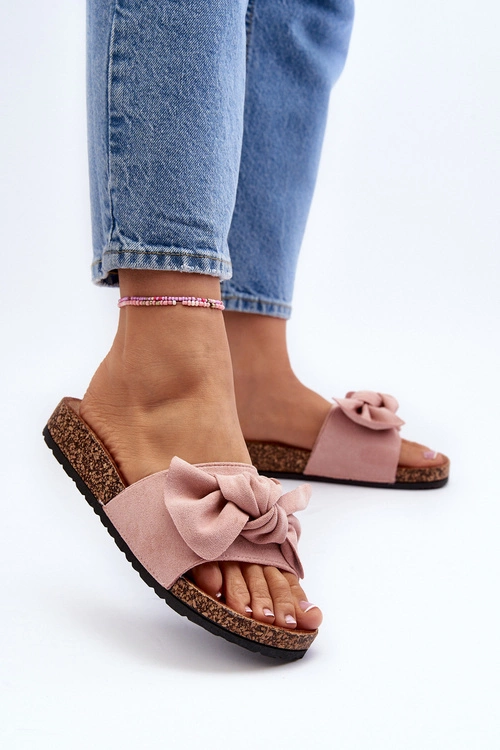 Damskie Klapki Z Kokarda Różowe Ezephira