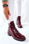 Lakierowane Ocieplane Botki Bordowe Cloghan