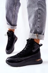 Wysokie Skórzane Sportowe Sneakersy Czarne Chocci
