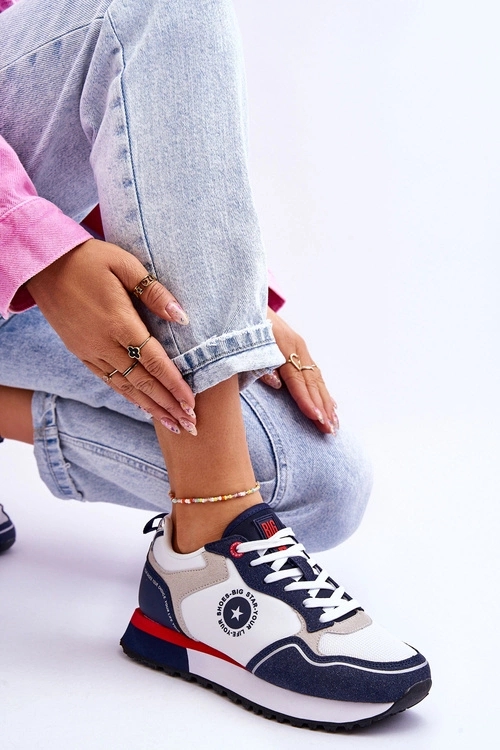 Damskie Sneakersy Memory Foam System Big Star LL274538 Biało-Granatowe