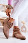 Zamszowe Botki Z Łańcuszkiem Brązowe Talitha