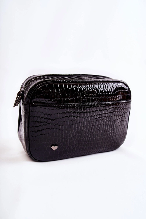 Lakierowana Torebka Listonoszka GOE ZNJ022 Czarna