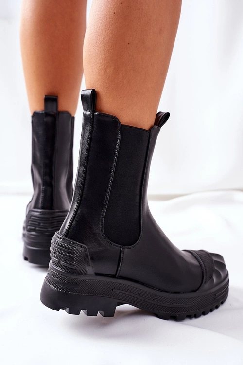 Ocieplane Botki Sztyblety Czarne Time Off