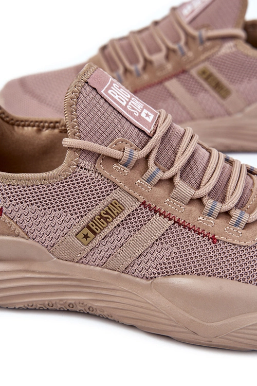 Męskie Buty Sportowe Memory Foam Big Star KK174258 Beżowe