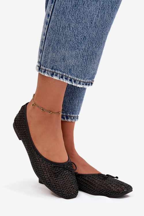 Baleriny Z Plecionką I Kokardką Czarne Belirra