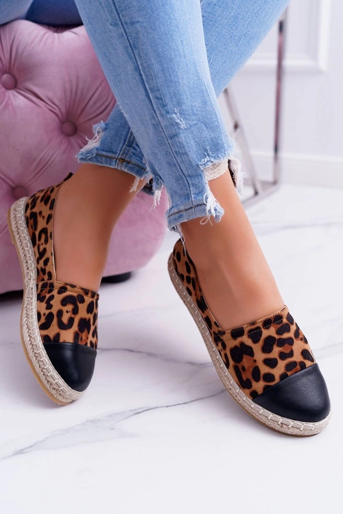 Damskie Espadryle Leopard Flaty