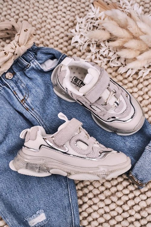 Dziecięce Sportowe Buty Sneakersy Z Przezroczystą Podeszwą Białe Bailey