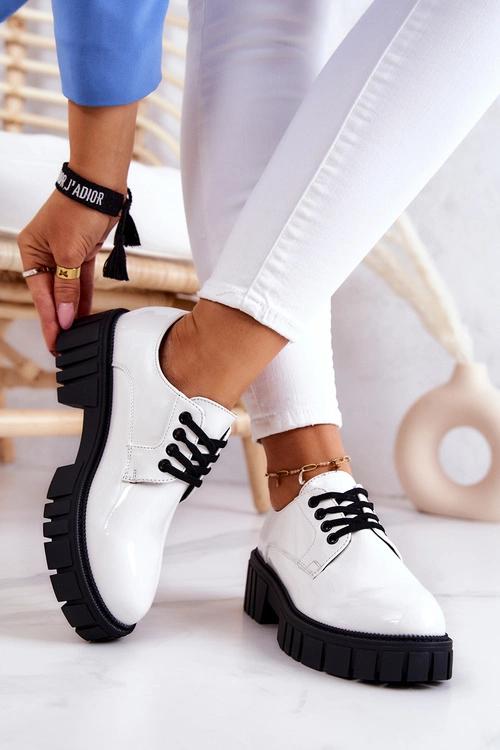 Modne Lakierowane Półbuty La.Fi 210013W-LA Białe