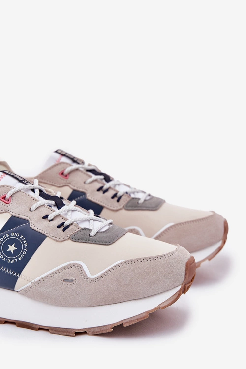 Zamszowe Sneakersy Męskie Na Platformie Big Star RR174471 Hi-Poly System Szare