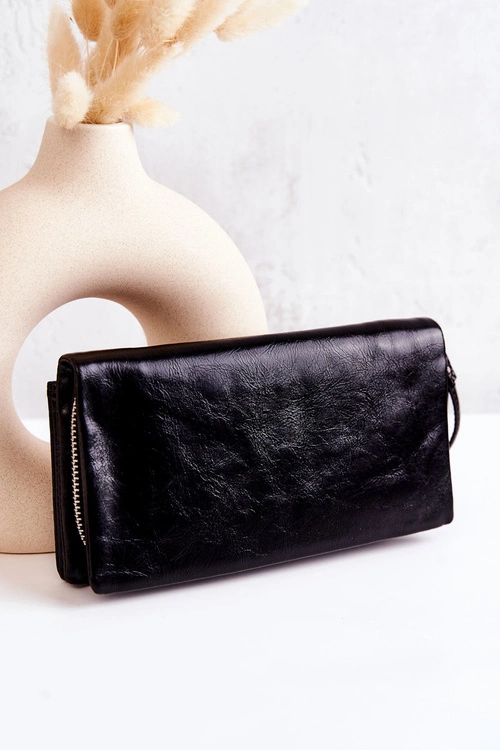 Duży Skórzany Portfel Czarny Rhodes