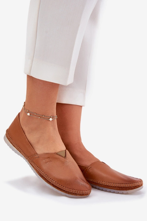 Skórzane Baleriny Gładkie Maciejka T1930-29 Brązowe