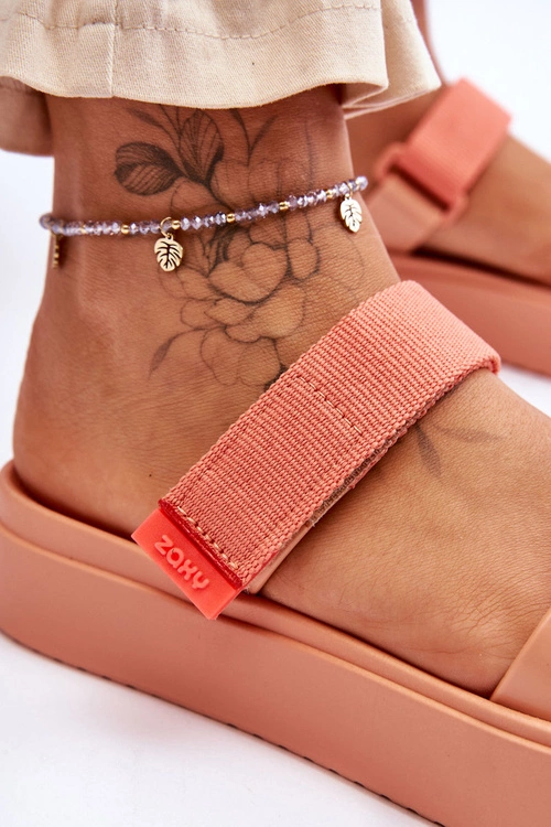 Wegańskie Klapki Na Rzep ZAXY HH285283 Pomarańczowe