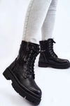Damskie Skórzane Sznurowane Botki Trapery Czarne Shanna