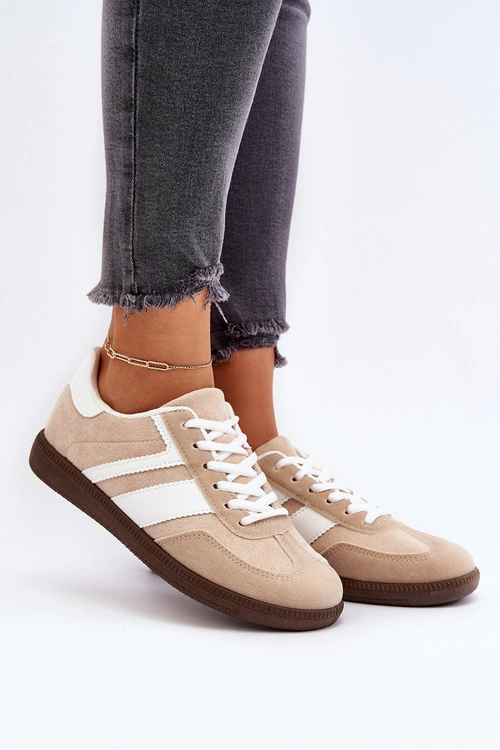 Damskie Niskie Sneakersy Buty Sportowe Beżowe Eudiopis