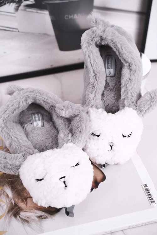 Papcie Damskie Futrzane Owieczki Szare Ben