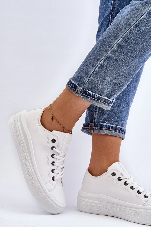 Niskie Trampki Damskie Ocieplane Białe Big Star MM274029