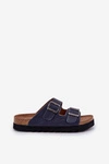 Lekkie Klapki Męskie Z Klamrami Eko Skóra Big Star NN174530 Granatowe