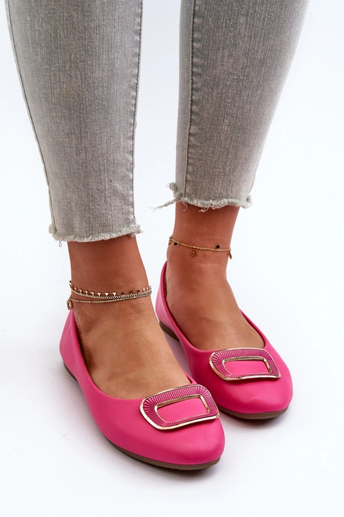 Baleriny Z Ozdobą Eko Skórzane Fuksja Enicoria
