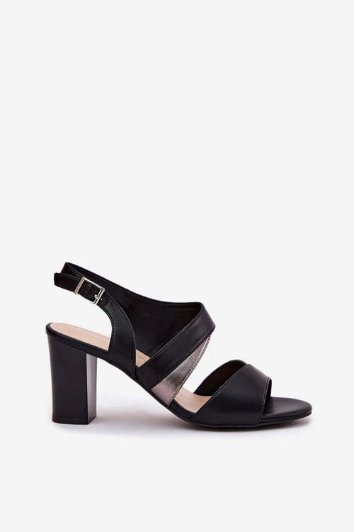 Sandały Damskie Na Słupku Sergio Leone SK866 Czarne