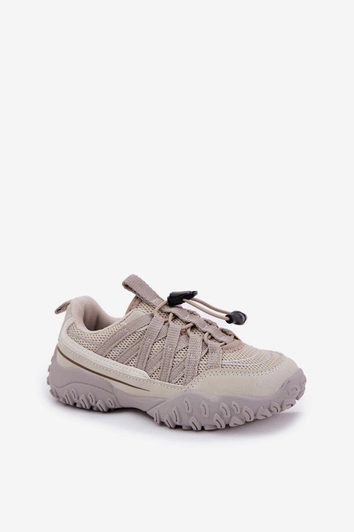 Sneakersy Dziecięce Ze Ściągaczem Jasnobeżowe Nanelita