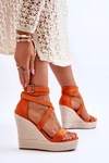 Wygodne Sandały Na Wysokim Koturnie Pomarańczowe Lemira