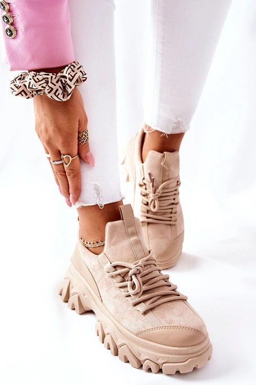 Damskie Sportowe Buty Sneakersy Beżowe Miles