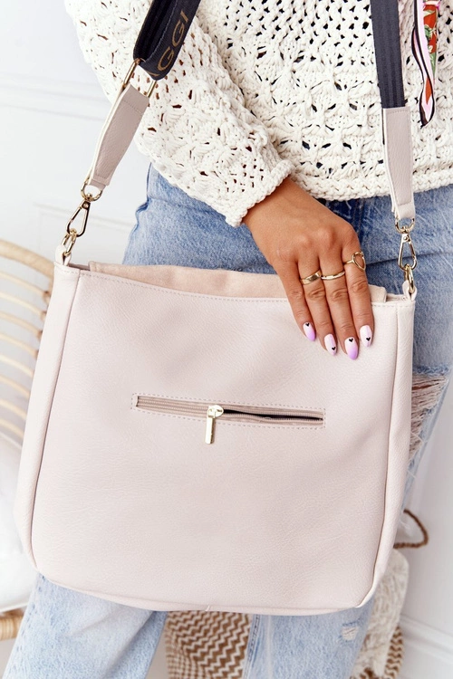 Torebka Listonoszka Z Odpinanym Paskiem LAURA BIAGGI Beżowa