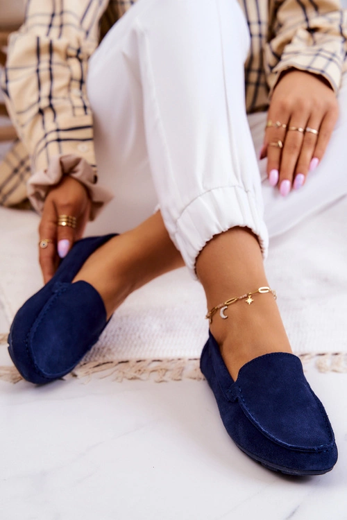 Damskie Zamszowe Mokasyny Big Star JJ274659 Granatowe