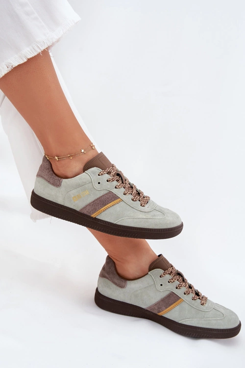 Zamszowe Niskie Sneakersy Damskie Big Star SS274678 HI-POLY SYSTEM Miętowe