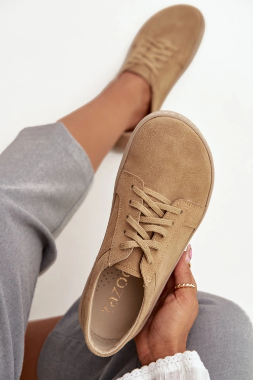 Trampki Typu Barefoot Z Naturalnego Zamszu Zazoo 314 Beżowe