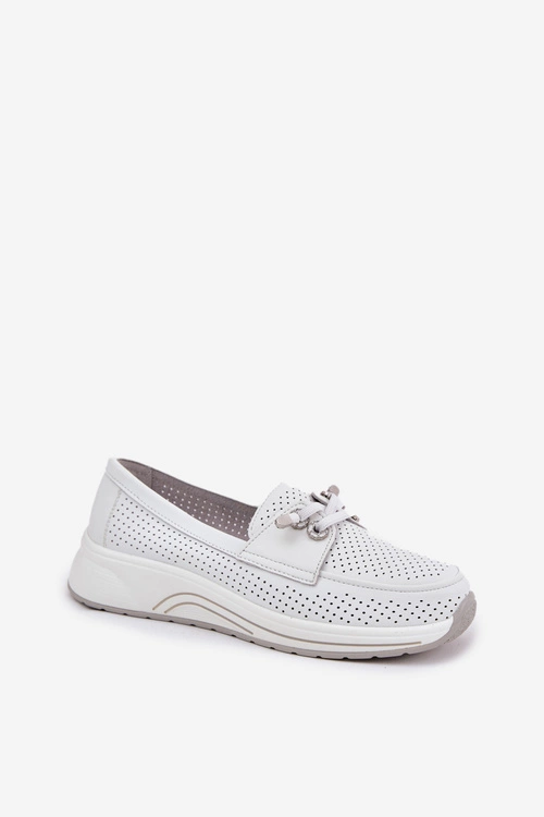 Półbuty Ze Skóry Naturalnej Na Platformie Artiker 56C2101 Białe