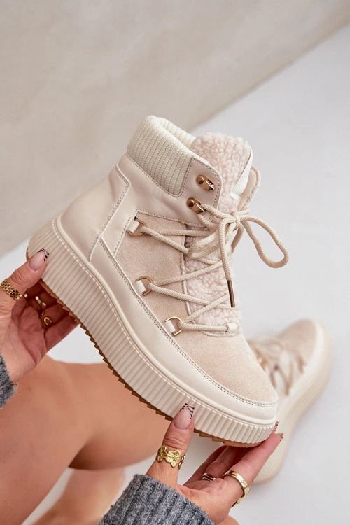 Niskie Śniegowce Na Platformie Jasnobeżowe Naliora