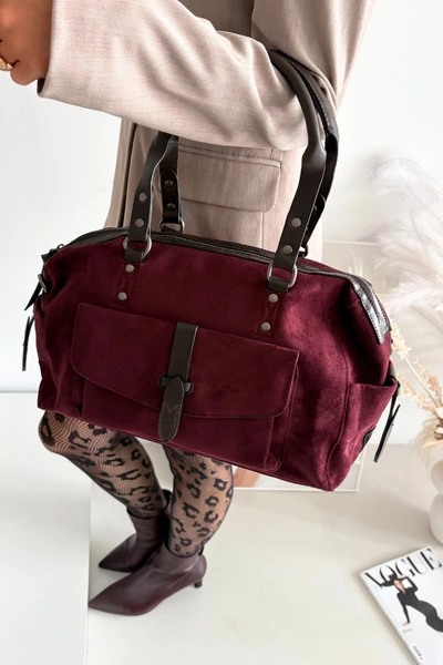 Torebka Z Eko Zamszu Bordowa Gressa