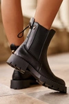 Skórzane Klasyczne Sztyblety Botki Damskie Czarne Harleia